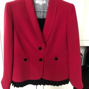 Red Jacket with black skirt outfit - Tahari